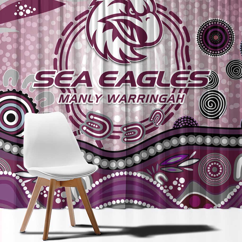 Manly Warringah Sea Eagles Rugby Window Curtain Australian Aboriginal Dot Painting Style