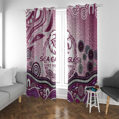 Manly Warringah Sea Eagles Rugby Window Curtain Australian Aboriginal Dot Painting Style