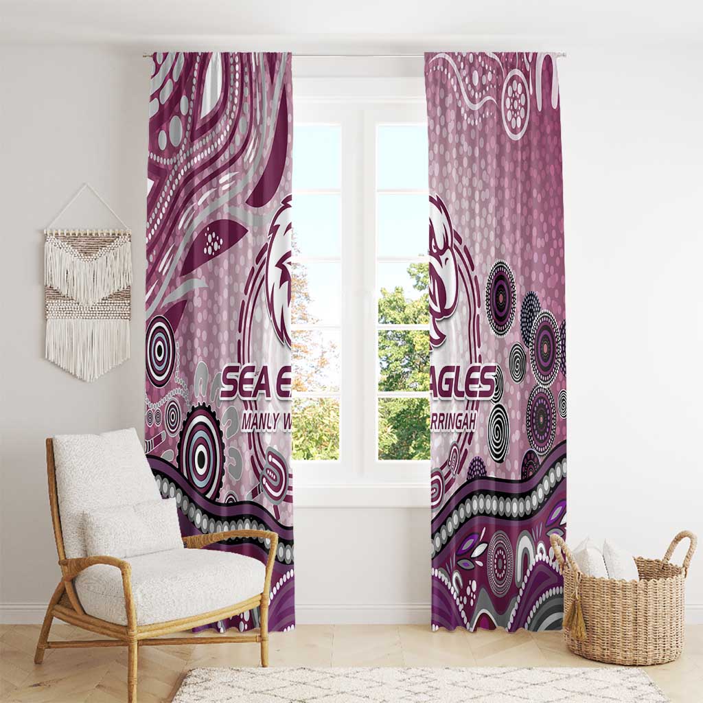Manly Warringah Sea Eagles Rugby Window Curtain Australian Aboriginal Dot Painting Style