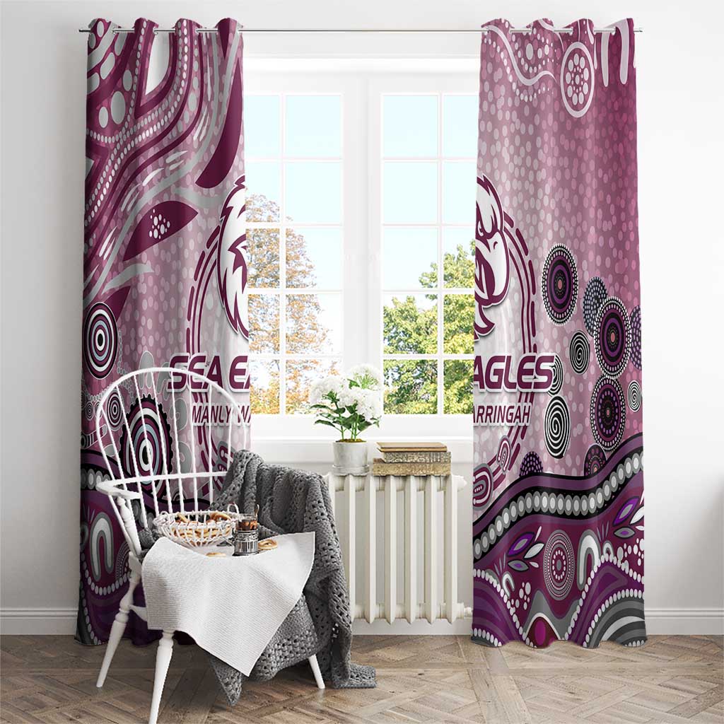 Manly Warringah Sea Eagles Rugby Window Curtain Australian Aboriginal Dot Painting Style