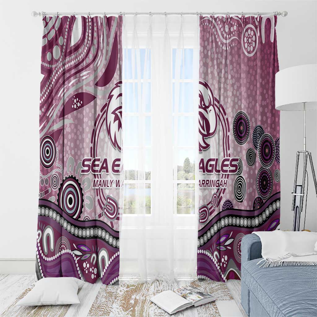 Manly Warringah Sea Eagles Rugby Window Curtain Australian Aboriginal Dot Painting Style