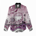 Manly Warringah Sea Eagles Rugby Women Casual Shirt Australian Aboriginal Dot Painting Style