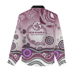 Manly Warringah Sea Eagles Rugby Women Casual Shirt Australian Aboriginal Dot Painting Style