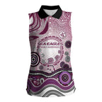 Manly Warringah Sea Eagles Rugby Women Sleeveless Polo Shirt Australian Aboriginal Dot Painting Style