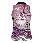 Manly Warringah Sea Eagles Rugby Women Sleeveless Polo Shirt Australian Aboriginal Dot Painting Style