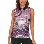 Manly Warringah Sea Eagles Rugby Women Sleeveless Polo Shirt Australian Aboriginal Dot Painting Style