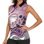Manly Warringah Sea Eagles Rugby Women Sleeveless Polo Shirt Australian Aboriginal Dot Painting Style
