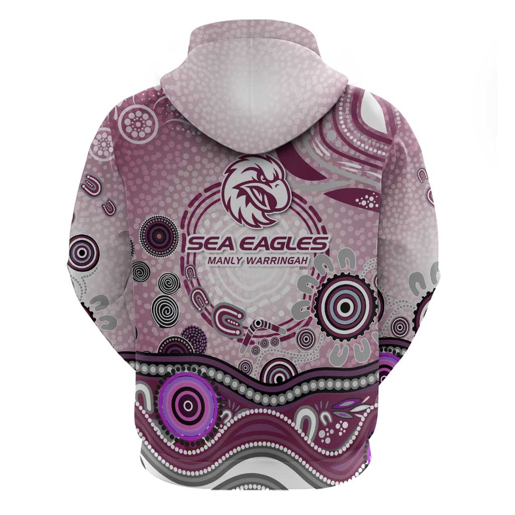 Manly Warringah Sea Eagles Rugby Zip Hoodie Australian Aboriginal Dot Painting Style