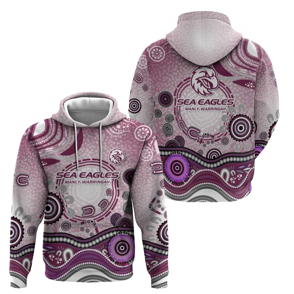 Manly Warringah Sea Eagles Rugby Zip Hoodie Australian Aboriginal Dot Painting Style