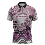Manly Warringah Sea Eagles Rugby Zipper Polo Shirt Australian Aboriginal Dot Painting Style