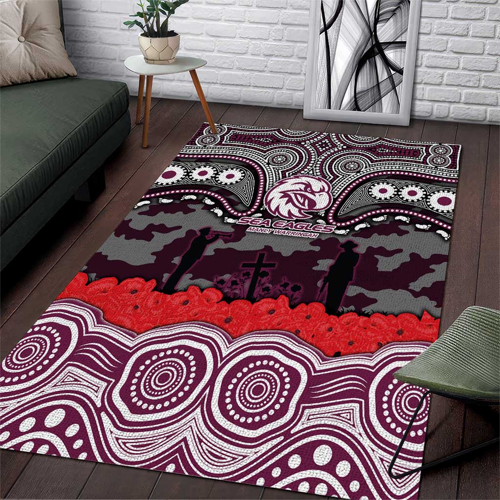 ANZAC Day Manly Warringah Sea Eagles Area Rug Military Memorial Aboriginal Indigenous Art