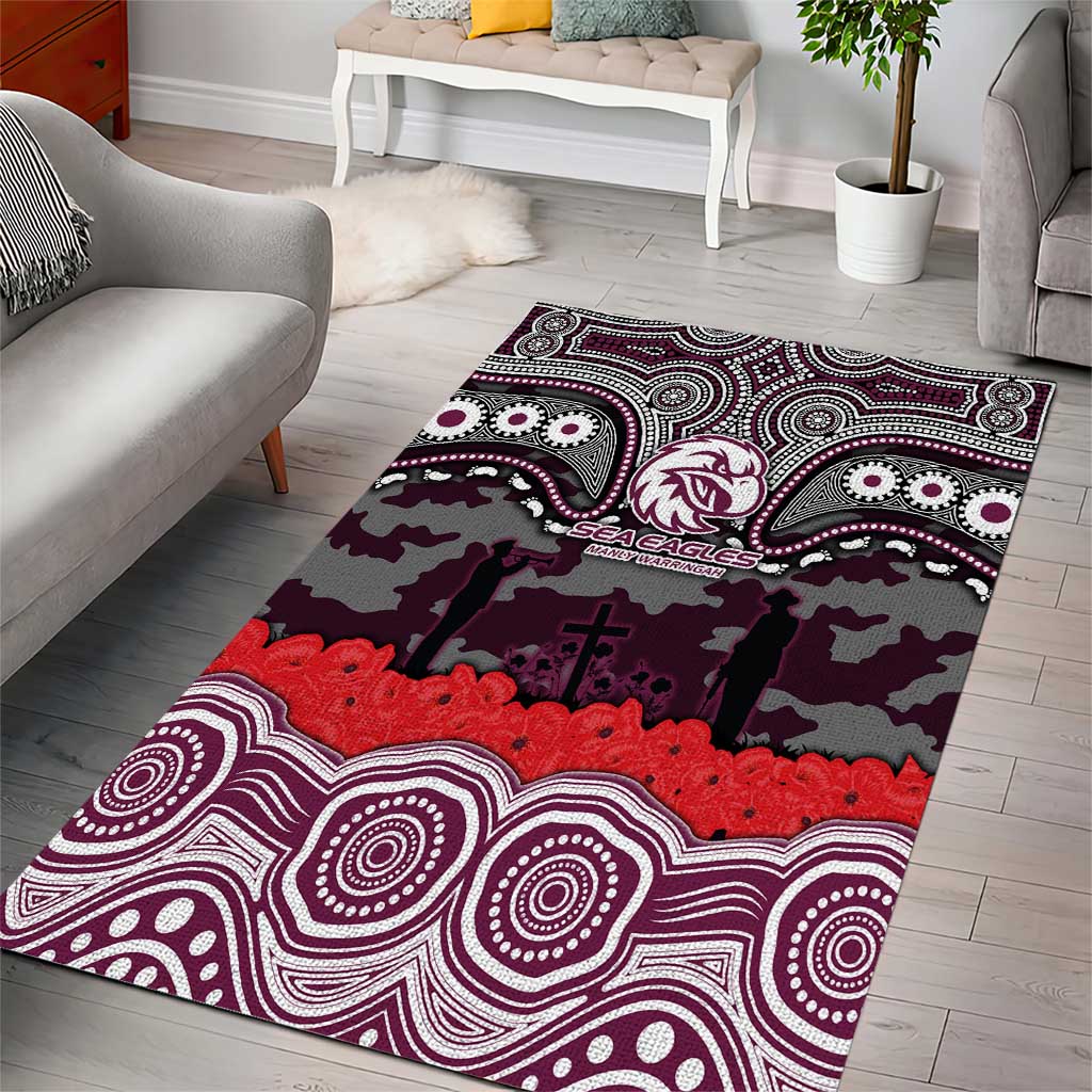 ANZAC Day Manly Warringah Sea Eagles Area Rug Military Memorial Aboriginal Indigenous Art