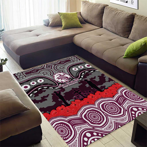 ANZAC Day Manly Warringah Sea Eagles Area Rug Military Memorial Aboriginal Indigenous Art