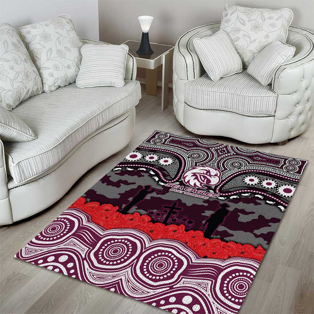 ANZAC Day Manly Warringah Sea Eagles Area Rug Military Memorial Aboriginal Indigenous Art