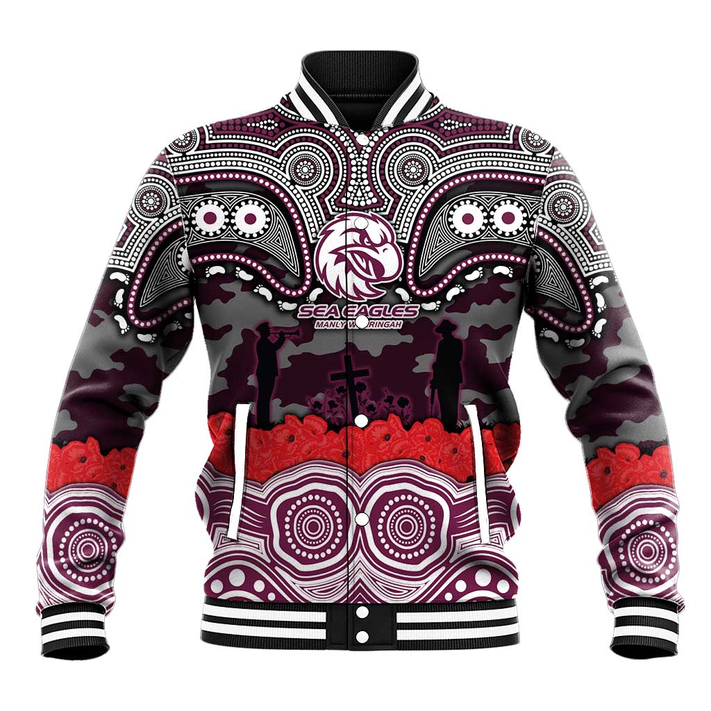 ANZAC Day Manly Warringah Sea Eagles Baseball Jacket Military Memorial Aboriginal Indigenous Art