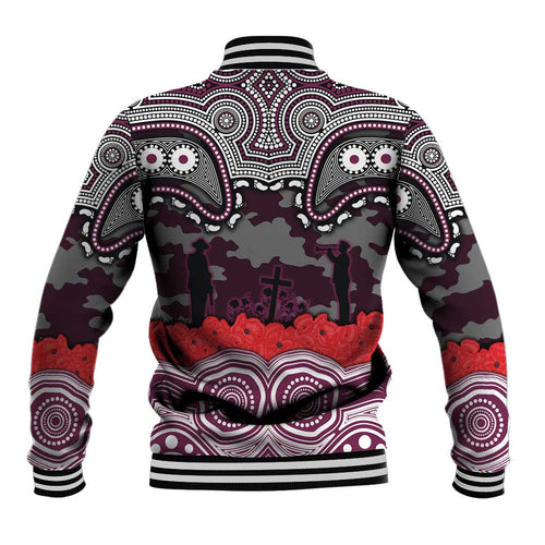 ANZAC Day Manly Warringah Sea Eagles Baseball Jacket Military Memorial Aboriginal Indigenous Art