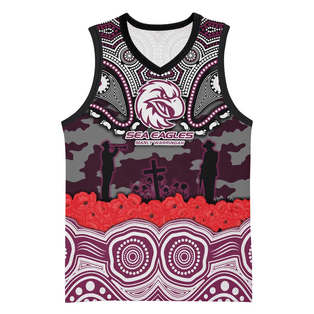 ANZAC Day Manly Warringah Sea Eagles Basketball Jersey Military Memorial Aboriginal Indigenous Art