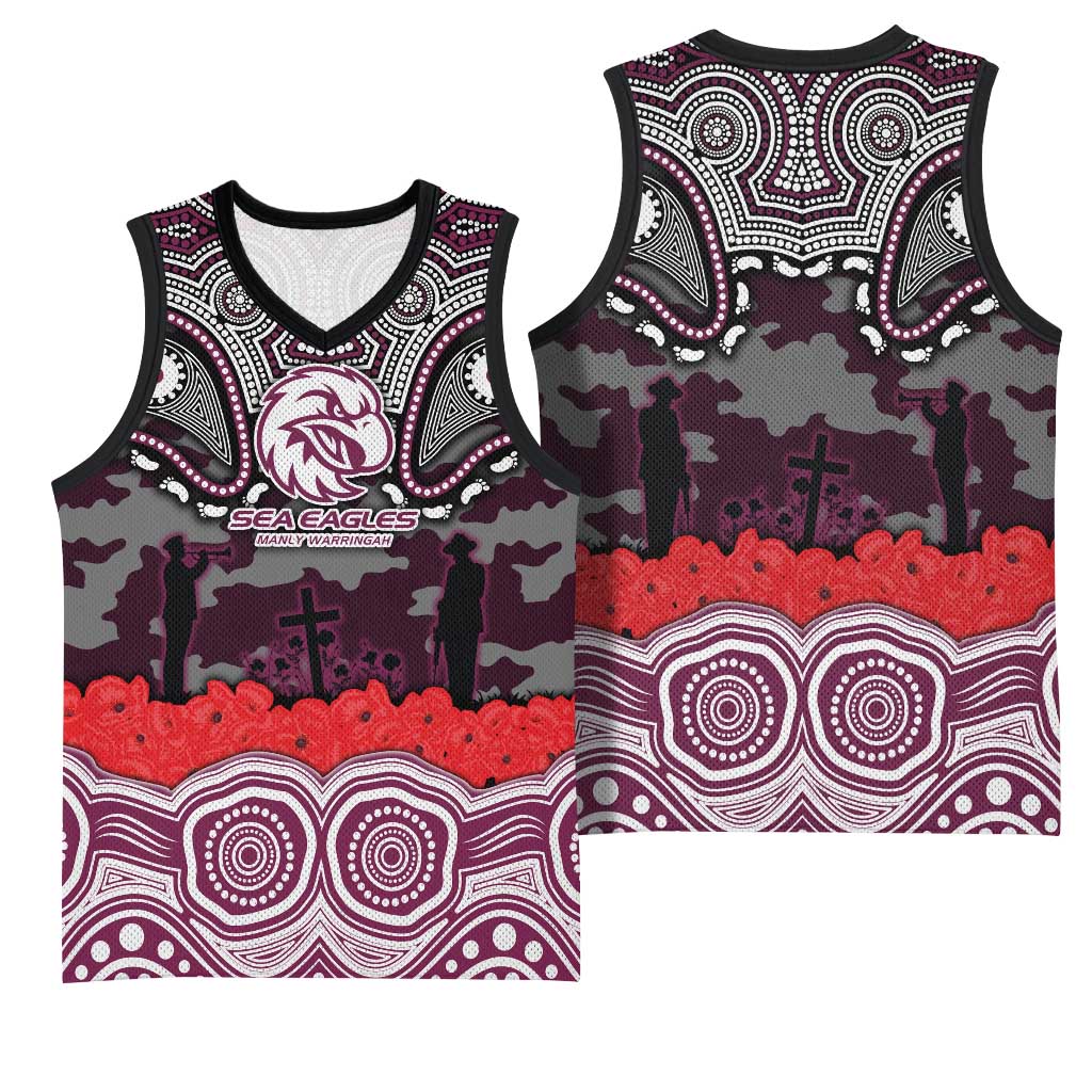 ANZAC Day Manly Warringah Sea Eagles Basketball Jersey Military Memorial Aboriginal Indigenous Art