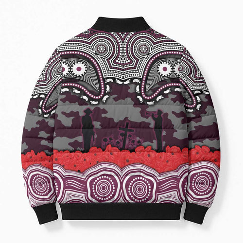 ANZAC Day Manly Warringah Sea Eagles Bomber Puffer Jacket Military Memorial Aboriginal Indigenous Art