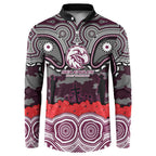 ANZAC Day Manly Warringah Sea Eagles Button Sweatshirt Military Memorial Aboriginal Indigenous Art