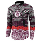 ANZAC Day Manly Warringah Sea Eagles Button Sweatshirt Military Memorial Aboriginal Indigenous Art