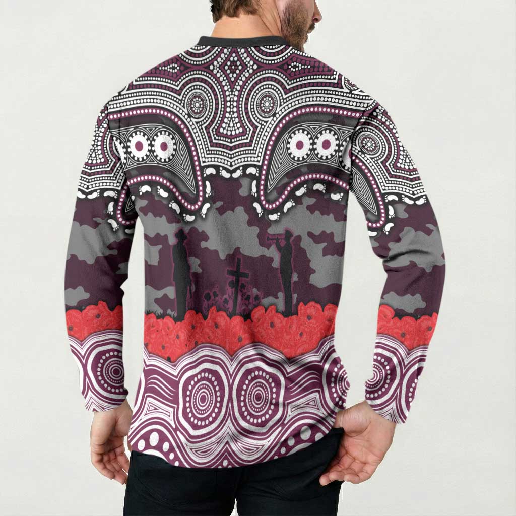 ANZAC Day Manly Warringah Sea Eagles Button Sweatshirt Military Memorial Aboriginal Indigenous Art