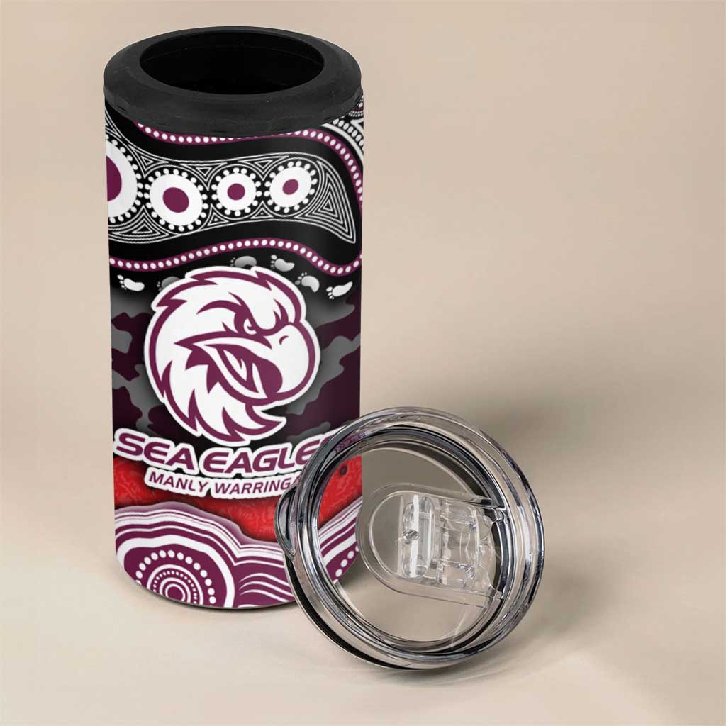 ANZAC Day Manly Warringah Sea Eagles 4 in 1 Can Cooler Tumbler Military Memorial Aboriginal Indigenous Art