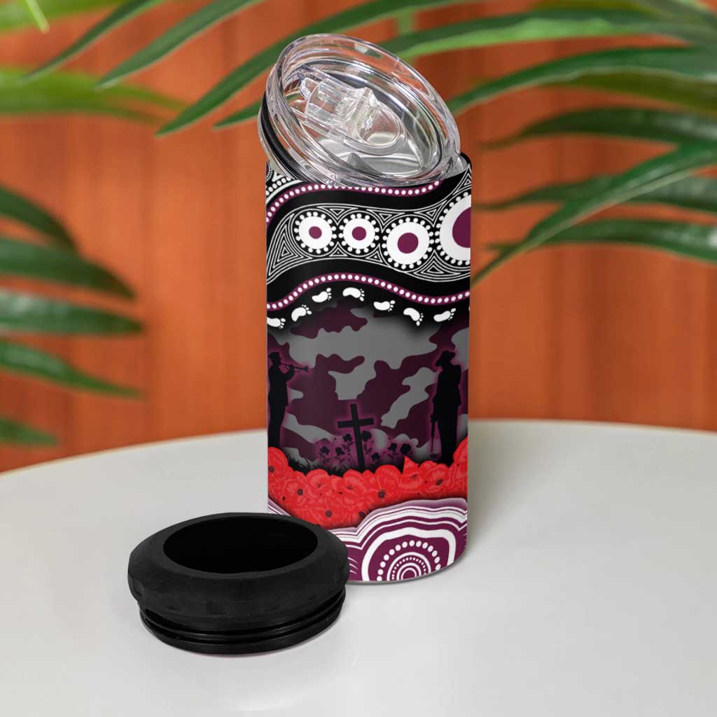 ANZAC Day Manly Warringah Sea Eagles 4 in 1 Can Cooler Tumbler Military Memorial Aboriginal Indigenous Art