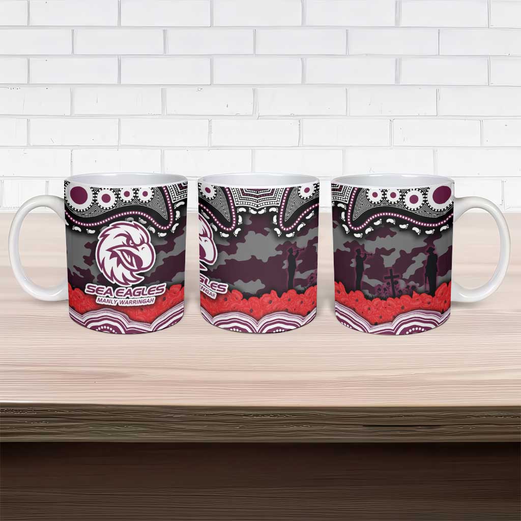 ANZAC Day Manly Warringah Sea Eagles Ceramic Mug Military Memorial Aboriginal Indigenous Art