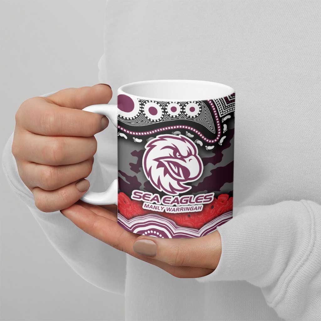 ANZAC Day Manly Warringah Sea Eagles Ceramic Mug Military Memorial Aboriginal Indigenous Art