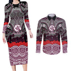 ANZAC Day Manly Warringah Sea Eagles Couples Matching Long Sleeve Bodycon Dress and Long Sleeve Button Shirt Military Memorial Aboriginal Indigenous Art
