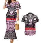 ANZAC Day Manly Warringah Sea Eagles Couples Matching Mermaid Dress and Hawaiian Shirt Military Memorial Aboriginal Indigenous Art