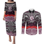 ANZAC Day Manly Warringah Sea Eagles Couples Matching Puletasi and Long Sleeve Button Shirt Military Memorial Aboriginal Indigenous Art