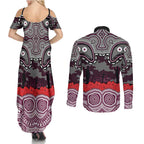 ANZAC Day Manly Warringah Sea Eagles Couples Matching Summer Maxi Dress and Long Sleeve Button Shirt Military Memorial Aboriginal Indigenous Art