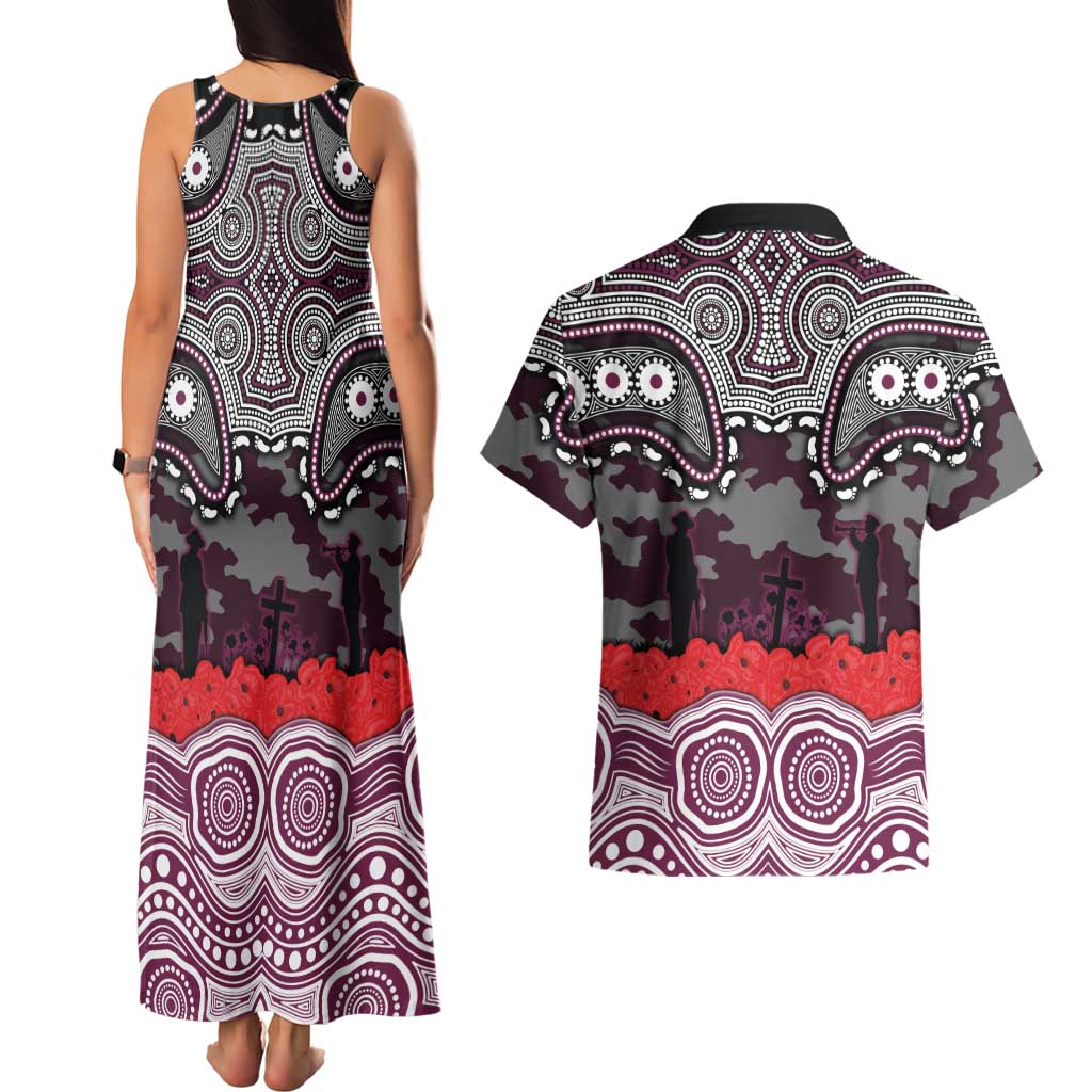 ANZAC Day Manly Warringah Sea Eagles Couples Matching Tank Maxi Dress and Hawaiian Shirt Military Memorial Aboriginal Indigenous Art