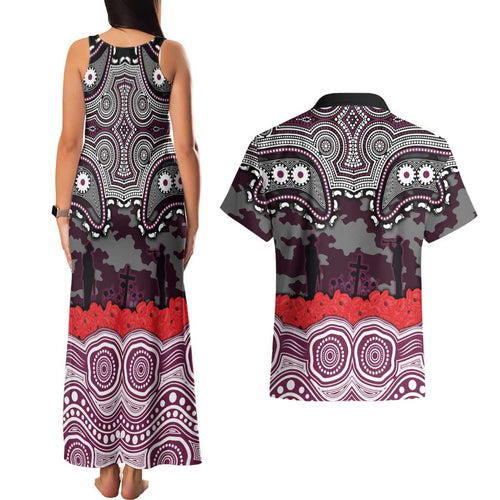 ANZAC Day Manly Warringah Sea Eagles Couples Matching Tank Maxi Dress and Hawaiian Shirt Military Memorial Aboriginal Indigenous Art