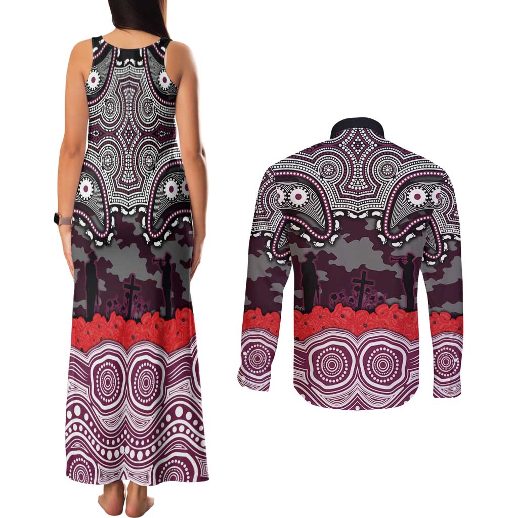 ANZAC Day Manly Warringah Sea Eagles Couples Matching Tank Maxi Dress and Long Sleeve Button Shirt Military Memorial Aboriginal Indigenous Art