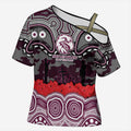 ANZAC Day Manly Warringah Sea Eagles Cross Shoulder Shirt Military Memorial Aboriginal Indigenous Art