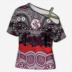 ANZAC Day Manly Warringah Sea Eagles Cross Shoulder Shirt Military Memorial Aboriginal Indigenous Art