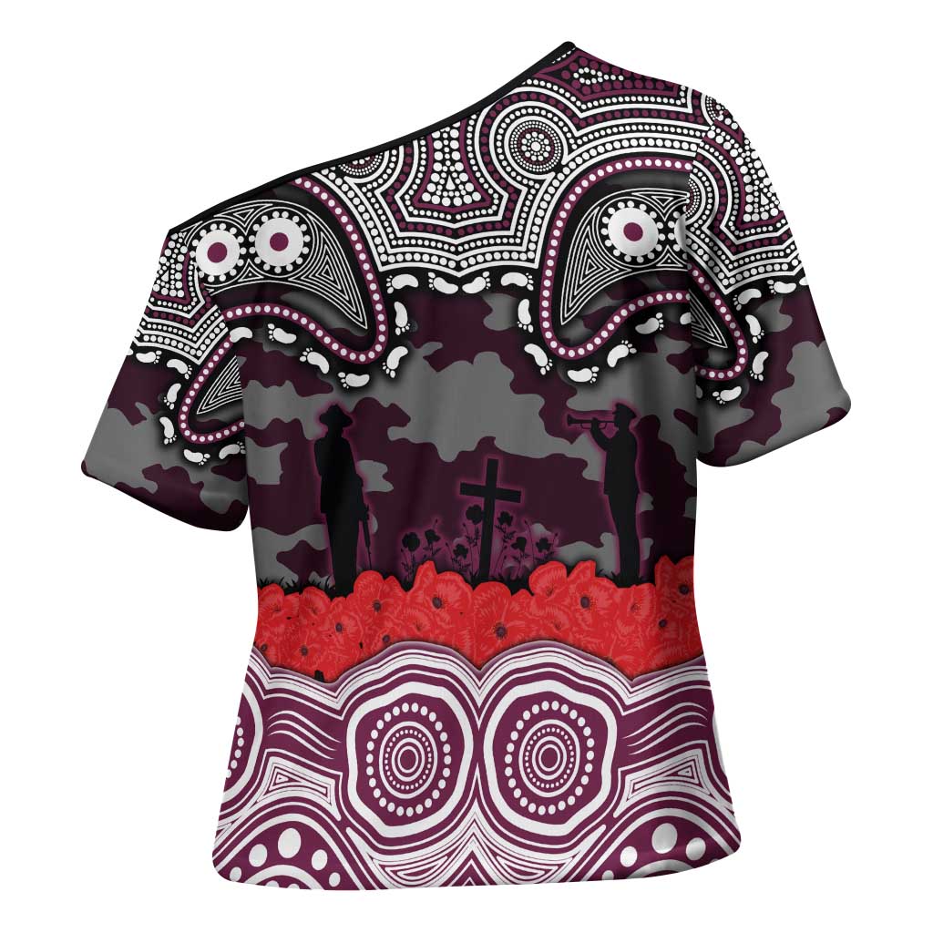 ANZAC Day Manly Warringah Sea Eagles Cross Shoulder Shirt Military Memorial Aboriginal Indigenous Art
