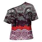 ANZAC Day Manly Warringah Sea Eagles Cross Shoulder Shirt Military Memorial Aboriginal Indigenous Art