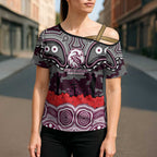 ANZAC Day Manly Warringah Sea Eagles Cross Shoulder Shirt Military Memorial Aboriginal Indigenous Art