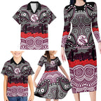 ANZAC Day Manly Warringah Sea Eagles Family Matching Long Sleeve Bodycon Dress and Hawaiian Shirt Military Memorial Aboriginal Indigenous Art