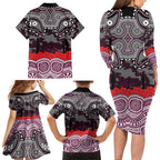 ANZAC Day Manly Warringah Sea Eagles Family Matching Long Sleeve Bodycon Dress and Hawaiian Shirt Military Memorial Aboriginal Indigenous Art