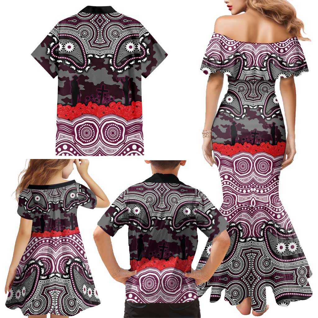 ANZAC Day Manly Warringah Sea Eagles Family Matching Mermaid Dress and Hawaiian Shirt Military Memorial Aboriginal Indigenous Art