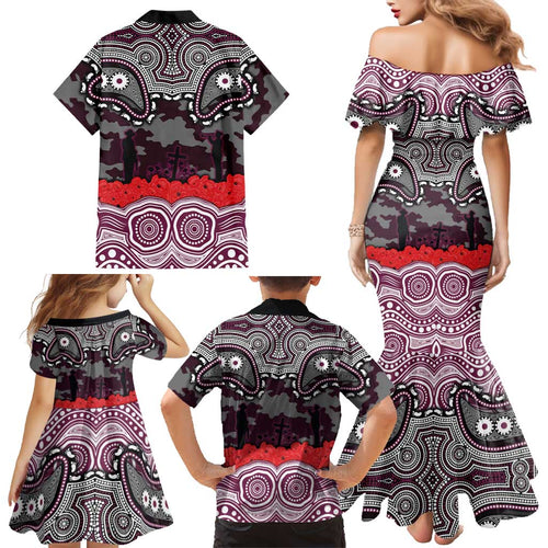 ANZAC Day Manly Warringah Sea Eagles Family Matching Mermaid Dress and Hawaiian Shirt Military Memorial Aboriginal Indigenous Art