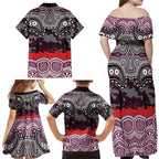 ANZAC Day Manly Warringah Sea Eagles Family Matching Off Shoulder Maxi Dress and Hawaiian Shirt Military Memorial Aboriginal Indigenous Art