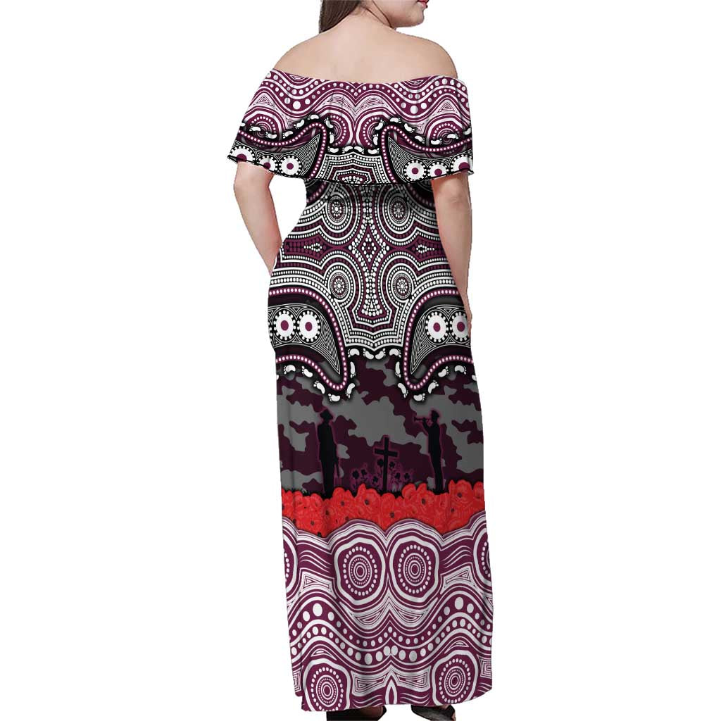 ANZAC Day Manly Warringah Sea Eagles Family Matching Off Shoulder Maxi Dress and Hawaiian Shirt Military Memorial Aboriginal Indigenous Art
