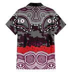 ANZAC Day Manly Warringah Sea Eagles Family Matching Off Shoulder Short Dress and Hawaiian Shirt Military Memorial Aboriginal Indigenous Art