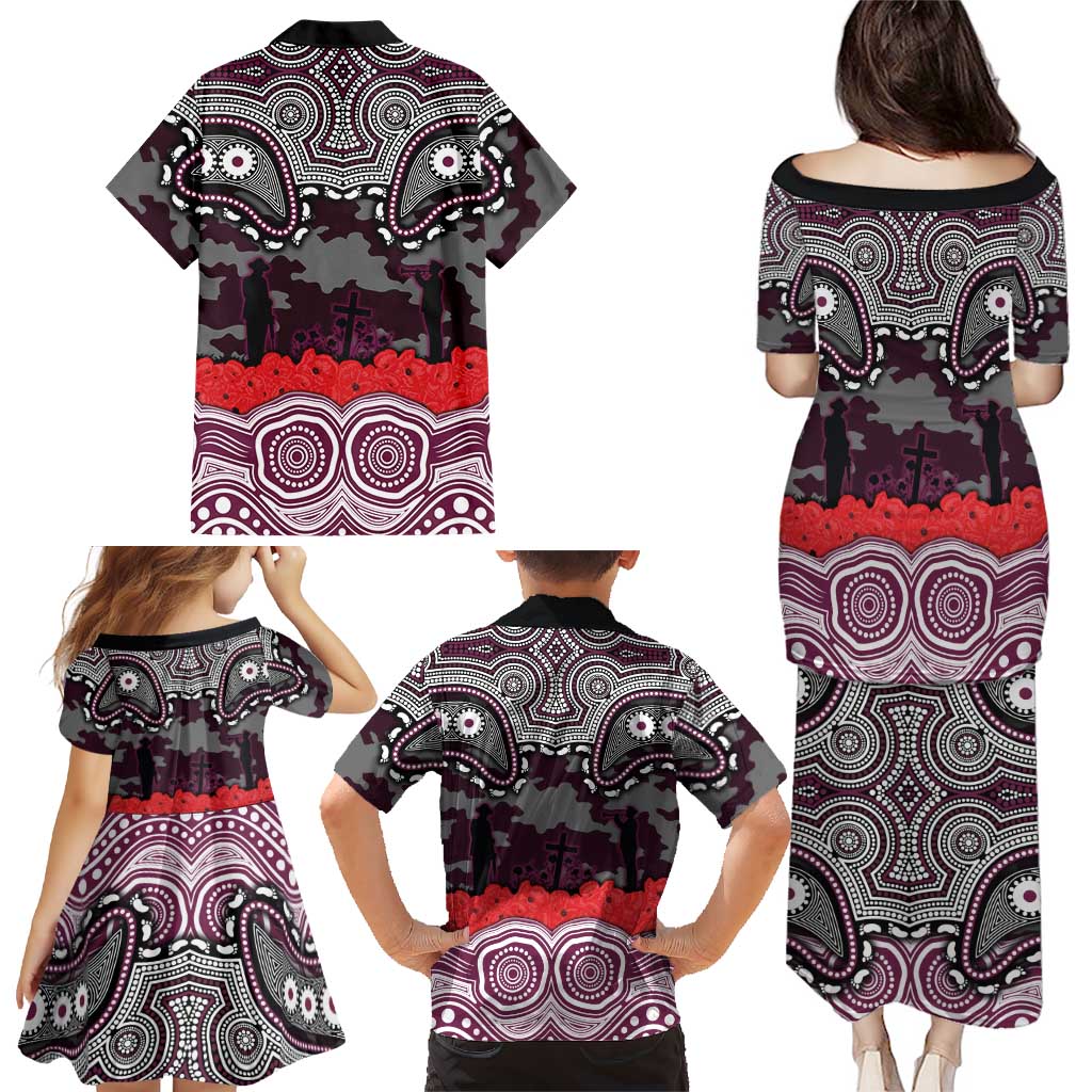 ANZAC Day Manly Warringah Sea Eagles Family Matching Puletasi and Hawaiian Shirt Military Memorial Aboriginal Indigenous Art